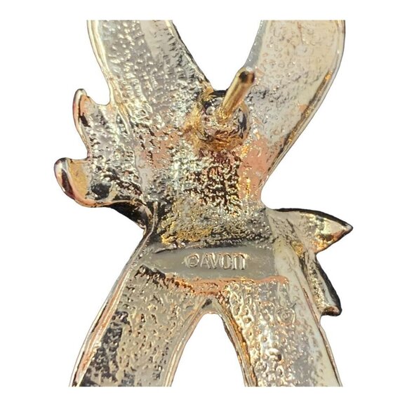 Vintage Avon Gold Tone Pink Ribbon Rose Breast Cancer Awareness Brooch Pin 2" - Picture 5 of 7